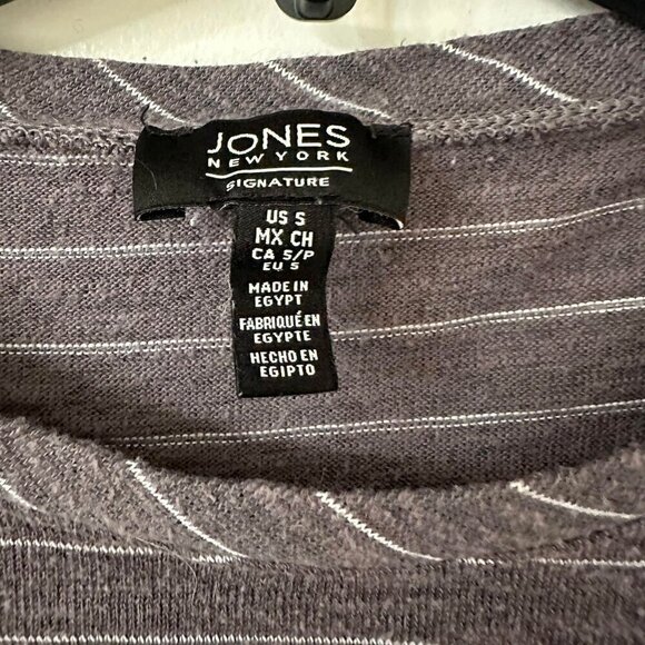 Jones New York Signature Striped Tie Sleeve Gray Casual Top Women's Size S - Picture 4 of 5